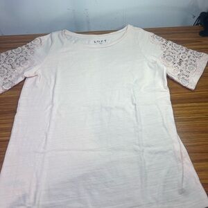LOFT Blush Lace Sleeve Top